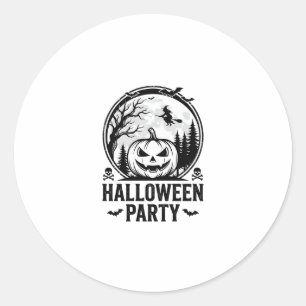 Vintage Halloween Party Pumpkin Witch Shirt Design Classic Round Sticker