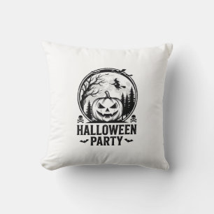 Vintage Halloween Party Pumpkin Witch Shirt Design Cushion