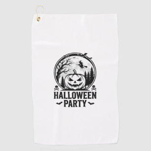 Vintage Halloween Party Pumpkin Witch Shirt Design Golf Towel