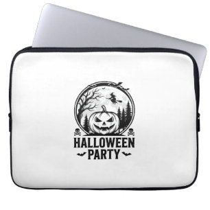 Vintage Halloween Party Pumpkin Witch Shirt Design Laptop Sleeve