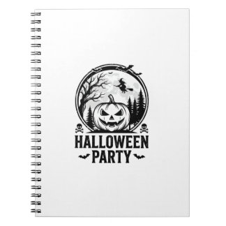 Vintage Halloween Party Pumpkin Witch Shirt Design Notebook