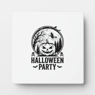 Vintage Halloween Party Pumpkin Witch Shirt Design Plaque