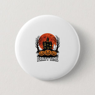Vintage Halloween Party Time Ghost Pumpkin Shirt_1 6 Cm Round Badge