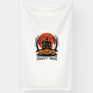 Vintage Halloween Party Time Ghost Pumpkin Shirt_1 Banner