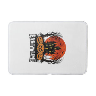 Vintage Halloween Party Time Ghost Pumpkin Shirt_1 Bath Mat