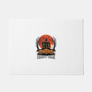 Vintage Halloween Party Time Ghost Pumpkin Shirt_1 Doormat