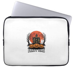 Vintage Halloween Party Time Ghost Pumpkin Shirt_1 Laptop Sleeve