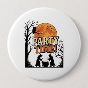 Vintage Halloween Party Time Witch Cauldron Shirt_ 10 Cm Round Badge