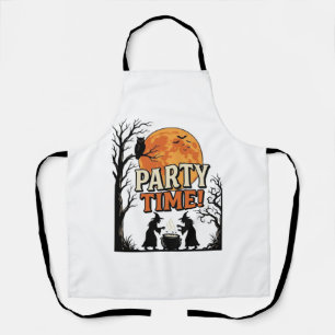 Vintage Halloween Party Time Witch Cauldron Shirt_ Apron