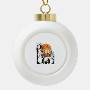 Vintage Halloween Party Time Witch Cauldron Shirt_ Ceramic Ball Christmas Ornament