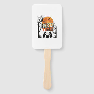 Vintage Halloween Party Time Witch Cauldron Shirt_ Hand Fan