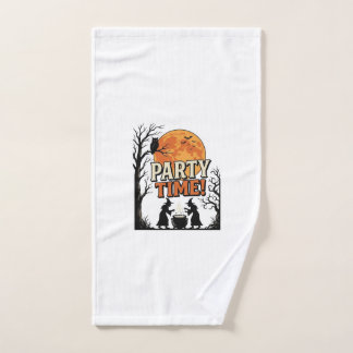 Vintage Halloween Party Time Witch Cauldron Shirt_ Hand Towel