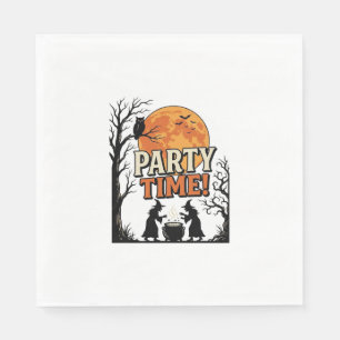 Vintage Halloween Party Time Witch Cauldron Shirt_ Napkin
