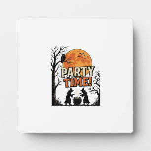 Vintage Halloween Party Time Witch Cauldron Shirt_ Plaque