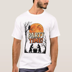Vintage Halloween Party Time Witch Cauldron Shirt_ T-Shirt