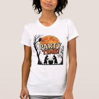 Vintage Halloween Party Time Witch Cauldron Shirt_ T-Shirt