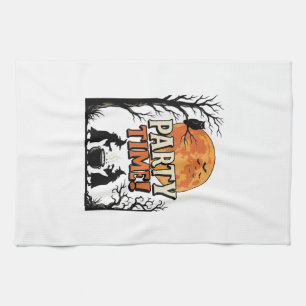 Vintage Halloween Party Time Witch Cauldron Shirt_ Tea Towel