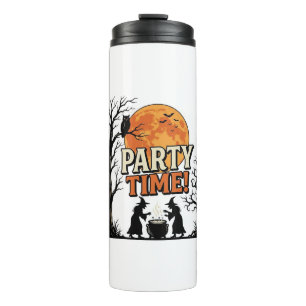 Vintage Halloween Party Time Witch Cauldron Shirt_ Thermal Tumbler