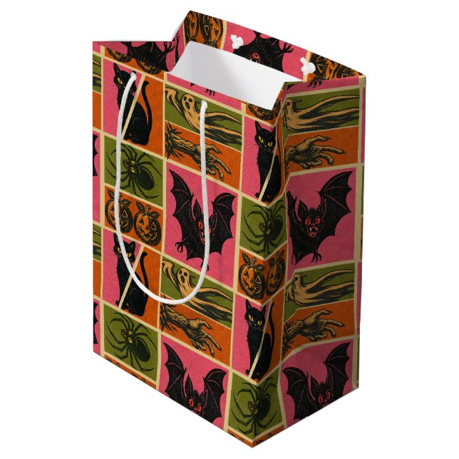 Vintage Halloween Pattern  Medium Gift Bag (Back Angled)
