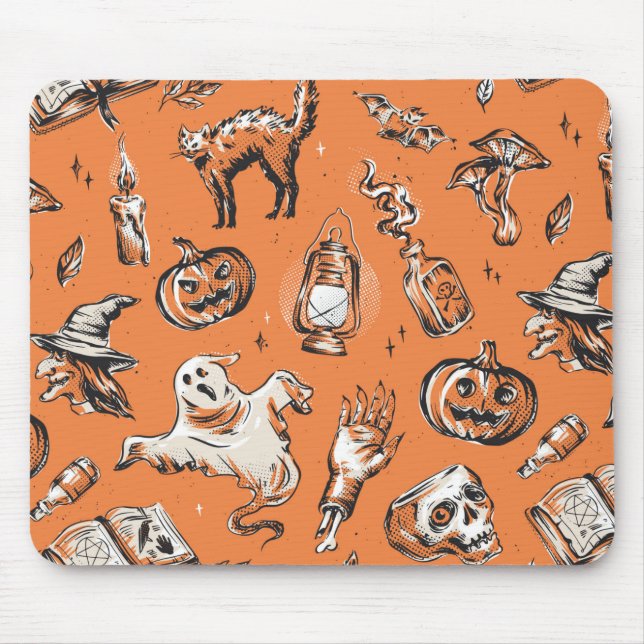 Vintage Halloween Pattern Mouse Mat (Front)