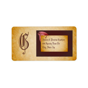 Vintage Halloween Peeking Demon Monogram Label