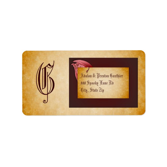 Vintage Halloween Peeking Demon Monogram Label (Front)