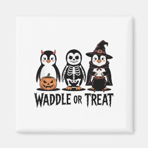 Vintage Halloween Penguin Trick Or Waddle Spooky _ Magnet