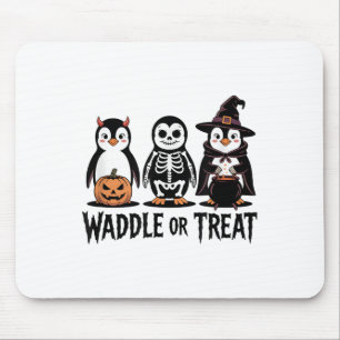 Vintage Halloween Penguin Trick Or Waddle Spooky Mouse Mat