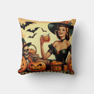 Vintage Halloween Pin-Up Cushion