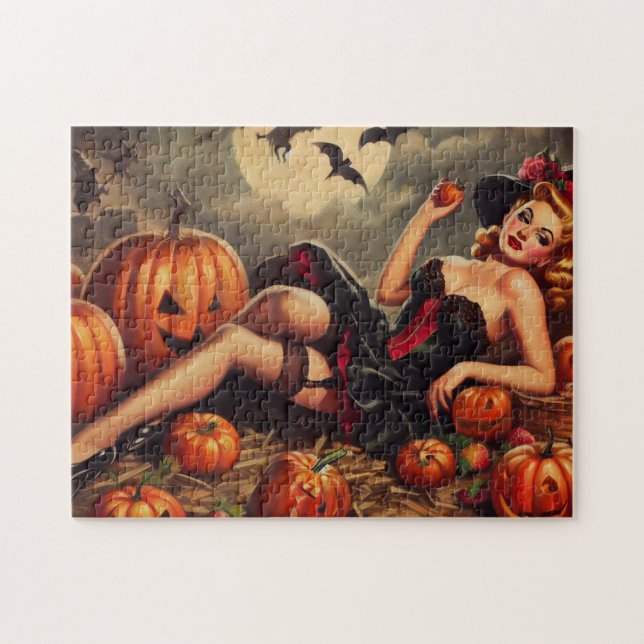 Vintage Halloween Pin Up Jigsaw Puzzle (Horizontal)