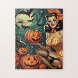 Vintage Halloween Pin Up Jigsaw Puzzle