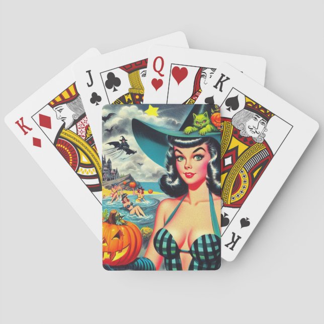 Vintage Halloween Pin-up Playing Cards (Back)