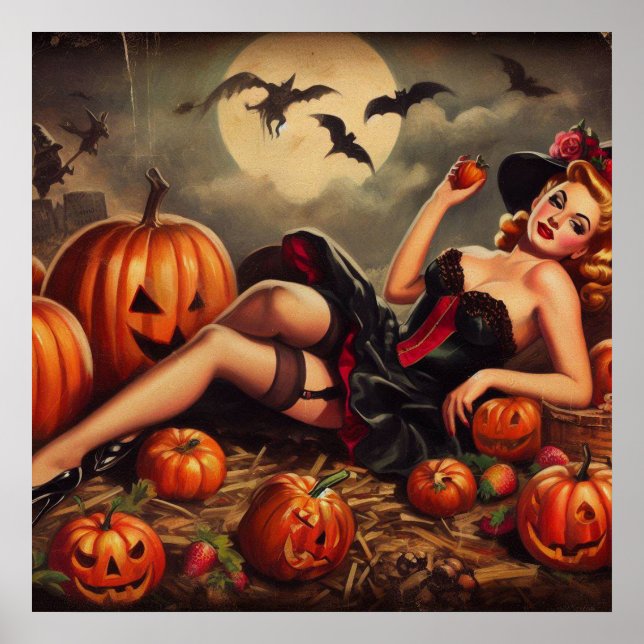 Vintage Halloween Pin Up Poster (Front)