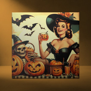 Vintage Halloween Pin-Up Tile