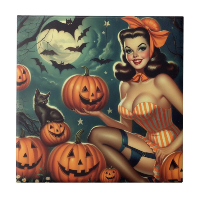Vintage Halloween Pin Up Tile (Front)