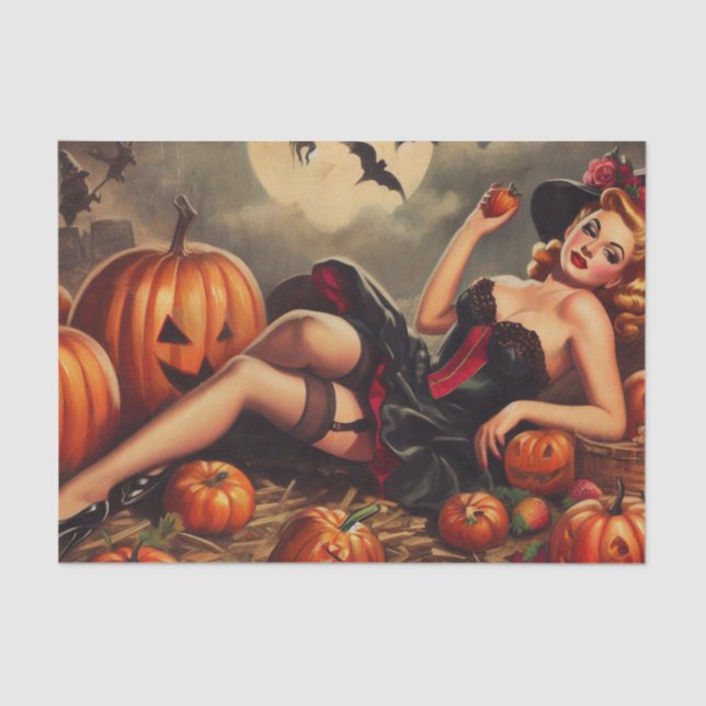Vintage Halloween Pin Up Tissue Paper (Front)