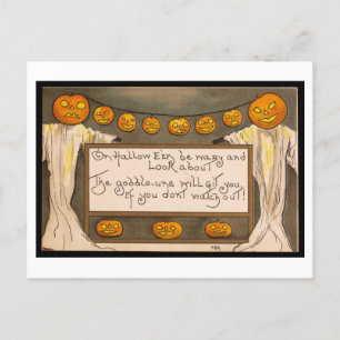 Vintage Halloween Poem Postcard