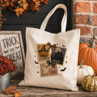 Vintage Halloween Postage Stamp Collage