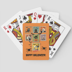 Vintage Halloween Postage Stamp Collection Playing Cards