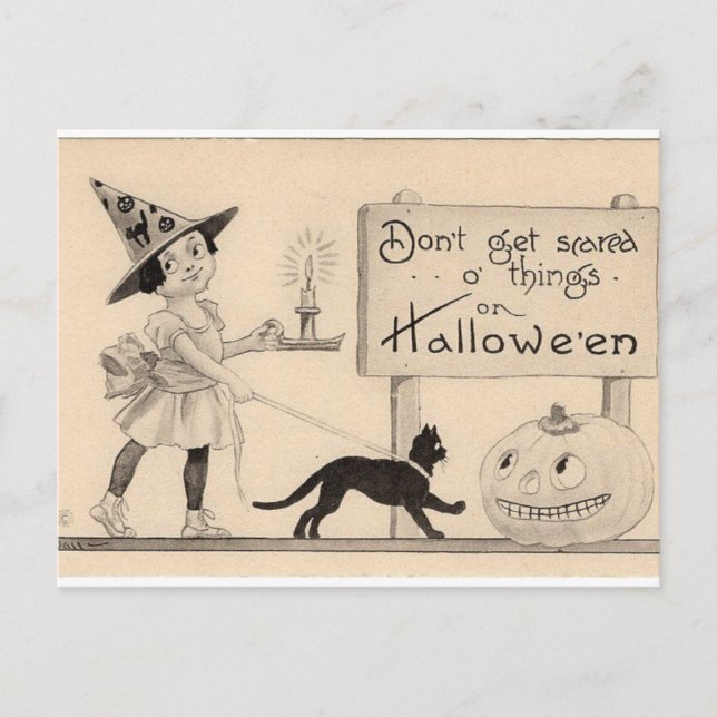 Vintage Halloween Postcard: Enchanting Night of Wi Postcard (Front)