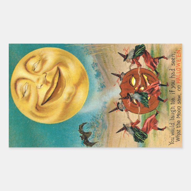 Vintage Halloween Postcard Rectangular Sticker (Front)