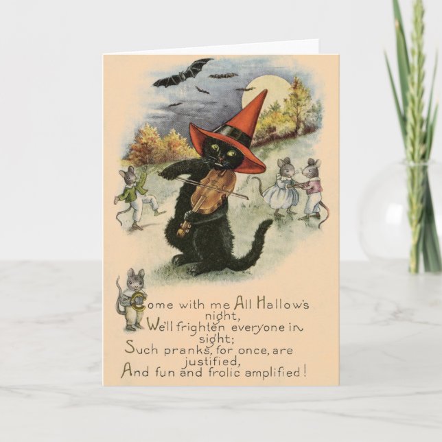 Vintage Halloween Pranks Greeting Card (Front)