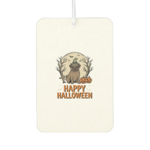 Vintage Halloween Pug Dog Witch Hat Shirt Design_1 Car Air Freshener