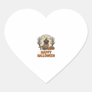Vintage Halloween Pug Dog Witch Hat Shirt Design_1 Heart Sticker