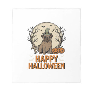 Vintage Halloween Pug Dog Witch Hat Shirt Design_1 Notepad