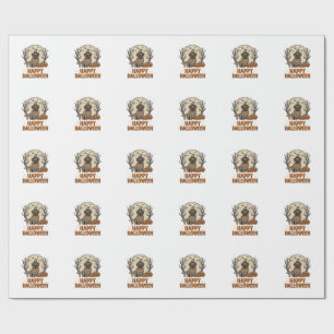 Vintage Halloween Pug Dog Witch Hat Shirt Design_1 Wrapping Paper