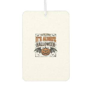Vintage Halloween Pumpkin Bat Typography Shirt Des Car Air Freshener