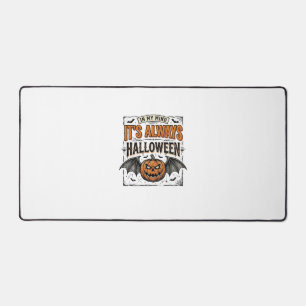 Vintage Halloween Pumpkin Bat Typography Shirt Des Desk Mat