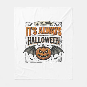 Vintage Halloween Pumpkin Bat Typography Shirt Des Fleece Blanket
