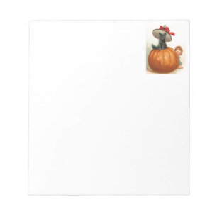 Vintage Halloween Pumpkin Black Cat Witch Hat Baby Notepad